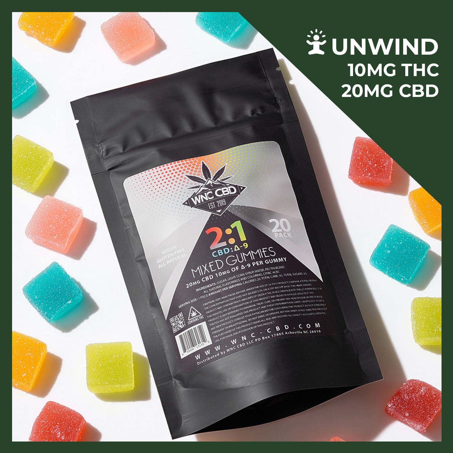 2:1 Δ9 THC and CBD Mixed Gummies 20ct